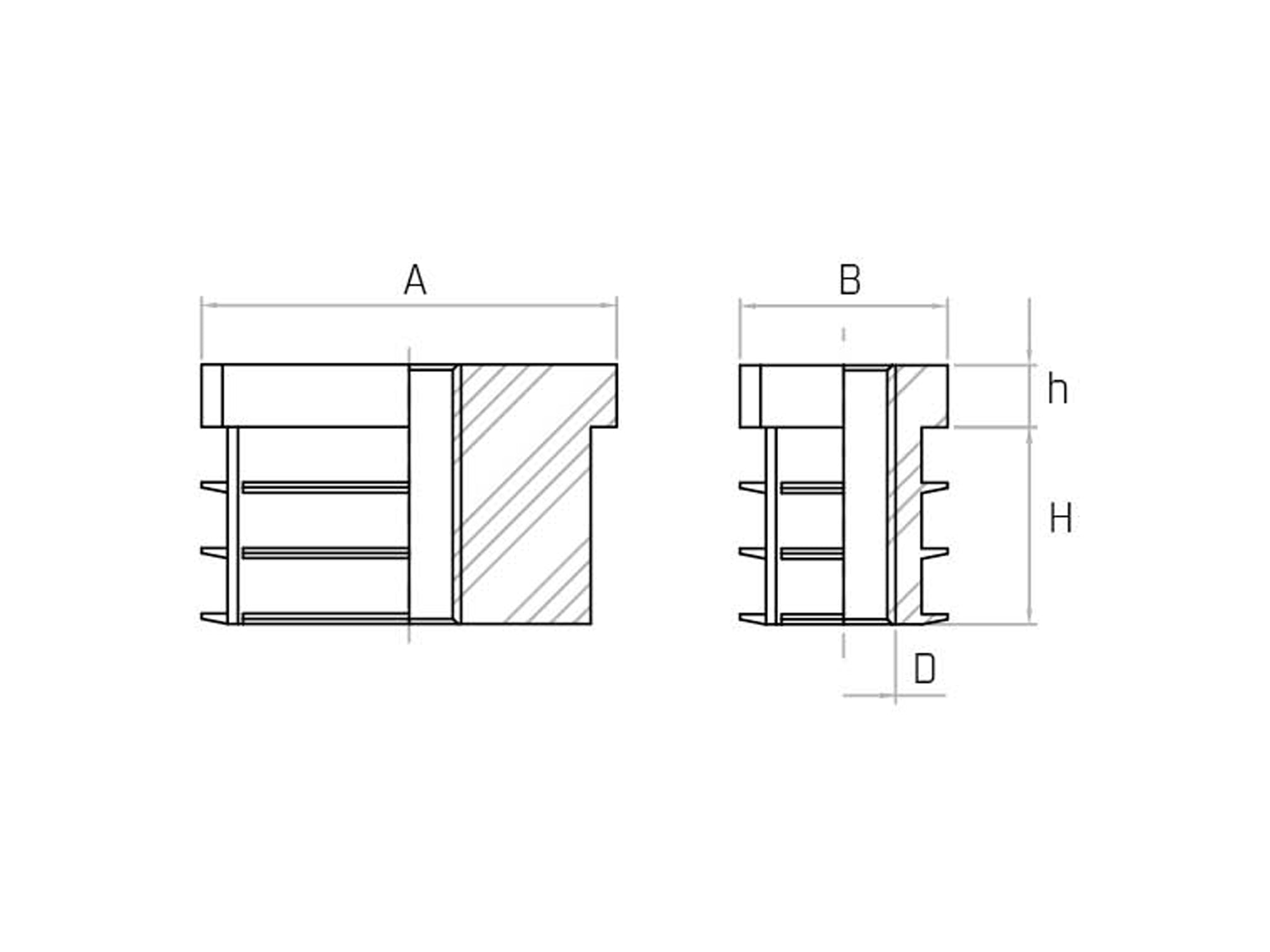 CRF - EMBOUT FILETÉ RECTANGULAIRE (Pack de 20pcs) - Gamme CRF - EMBOUT FILETÉ RECTANGULAIRE (Pack de 20pcs) - Gamme